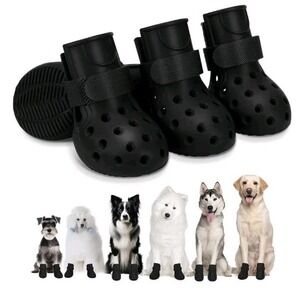 Dog Shoes Non-Slip Waterproof Sandals (Black, Size 5: (2.36''x1.96'')(L*W)